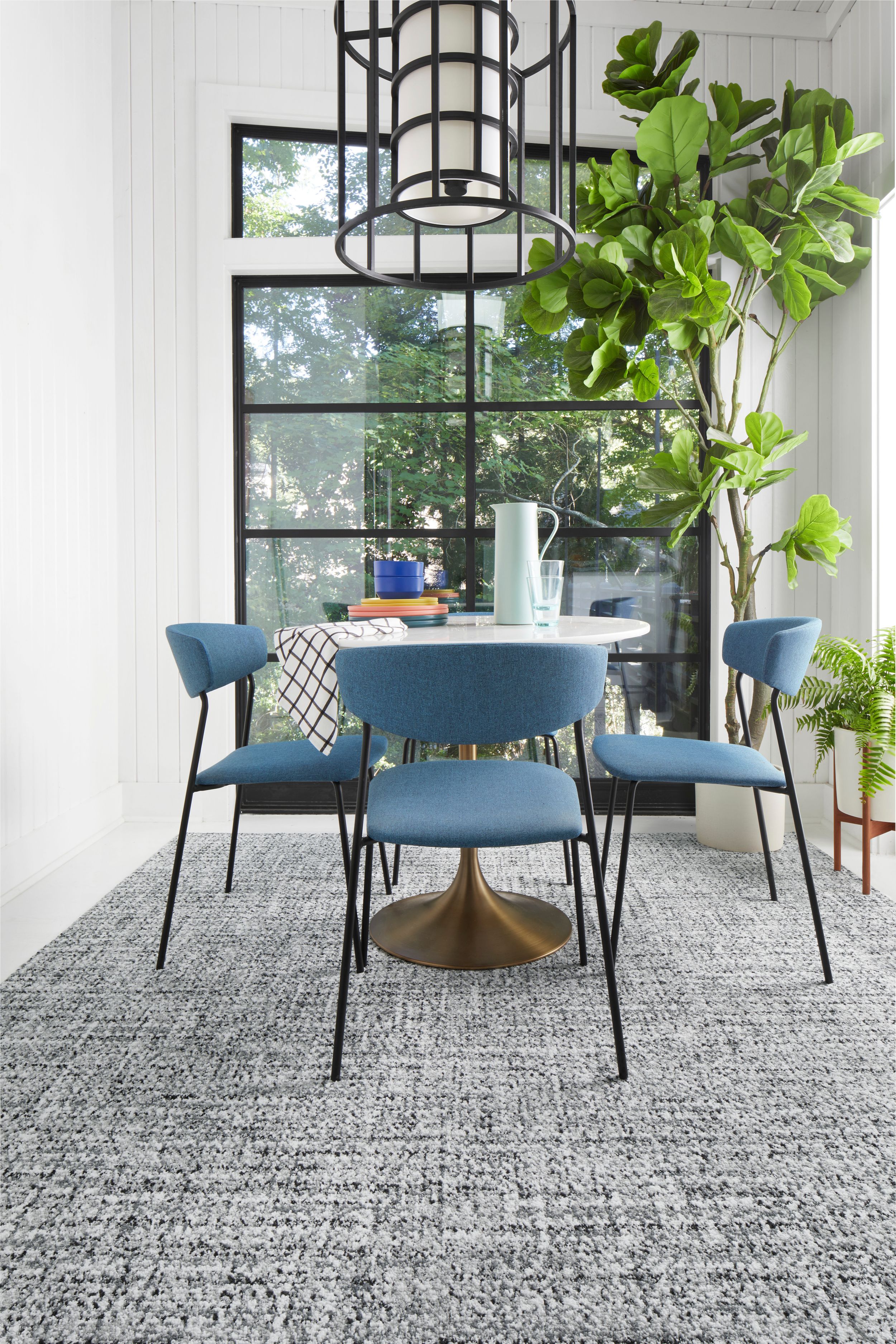 FLOR Tailored Touch carpet tile in dining room setting image number 1